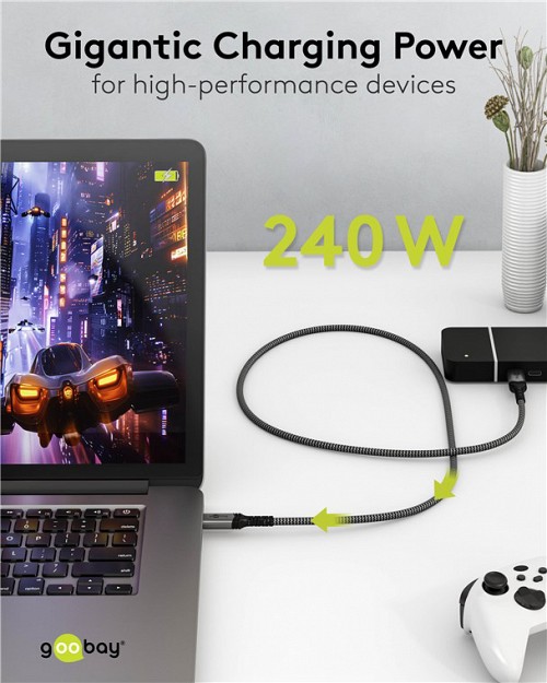 GOOBAY καλώδιο USB-C 74210, USB4, 240W, 40Gbps, 8K/60Hz, 0.50m, γκρι 74210