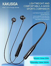 KAKUSIGA earphones KSC-1472 με μαγνήτη, Bluetooth, 10mm, 130mAh, μαύρα KSC-1472