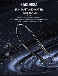 KAKUSIGA earphones KSC-1472 με μαγνήτη, Bluetooth, 10mm, 130mAh, μαύρα KSC-1472