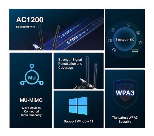 MERCUSYS κάρτα δικτύου WiFi & Bluetooth MA30E, AC1200, PCIe, Ver 1.0 MA30E