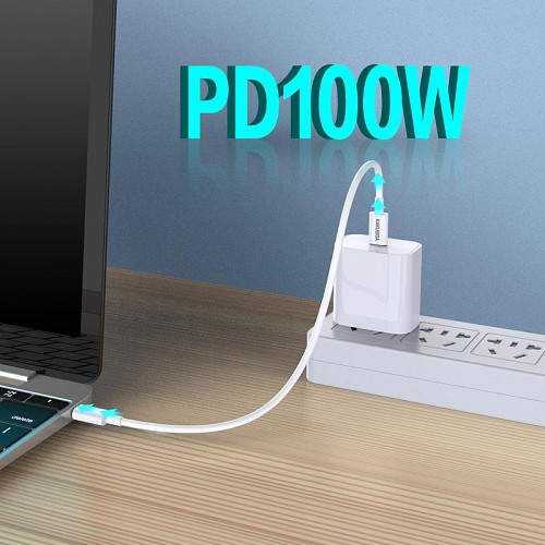 KAKUSIGA καλώδιο USB-C σε USB-C KSC-653, 100W, 480Mbps, 25cm, λευκό KSC-653-CC-WH