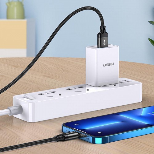 KAKUSIGA καλώδιο Lightning σε USB KSC-970, 3A, 480Mbps, 1m, μαύρο KSC-970-L-BK
