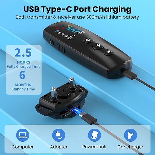 POWERTECH ηλεκτρικό κολάρο εκπαίδευσης σκύλου PT-1399 με ασύρματο χειριστήριο, εμβέλεια 300m PT-1399