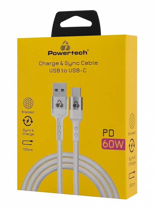 POWERTECH καλώδιο USB-C σε USB PTR-0160, 60W, 480Mbps, 1m, λευκό PTR-0160