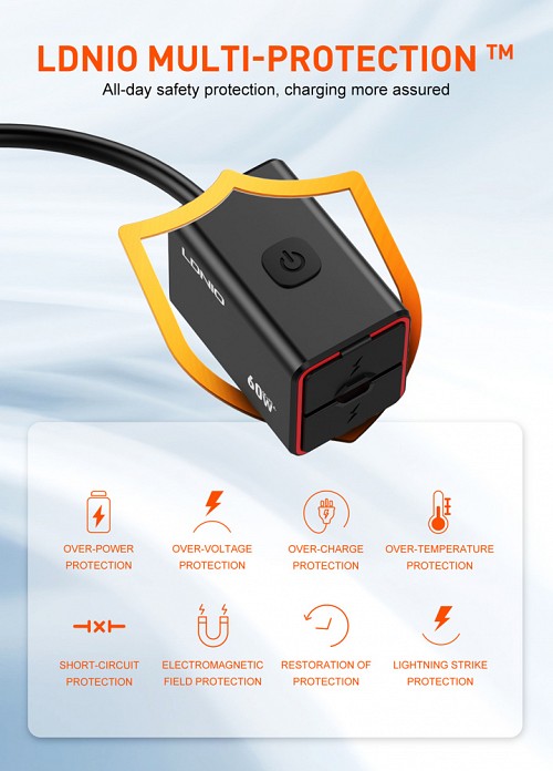 LDNIO φορτιστής μοτοσυκλέτας C108 με καλώδιο, USB/USB-C, 60W, μαύρος 6933138602799