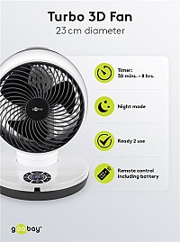 GOOBAY ανεμιστήρας δαπέδου 59515 με χειριστήριο, 23cm, 70W, λευκός 59515