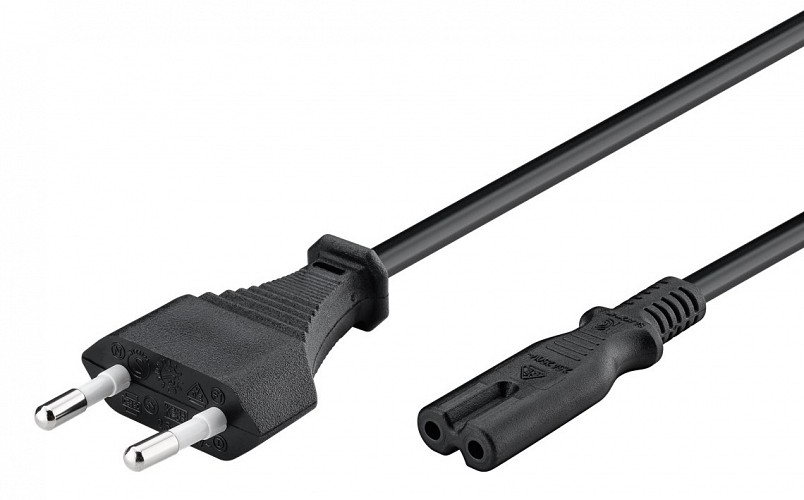 POWERTECH καλώδιο τροφοδοσίας CAB-P021 2pin, copper, 1.5m, μαύρο, 5τμχ CAB-P021