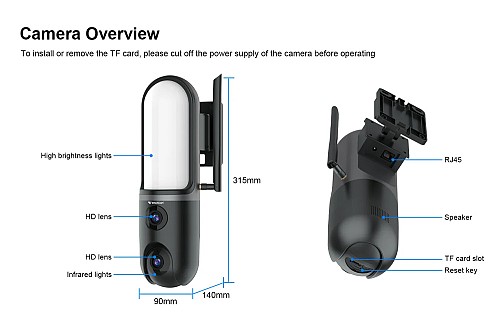 VSTARCAM smart κάμερα FC4 με φωτισμό, dual lens, 3MP, WiFi, SD, PTZ, IP66 FC4