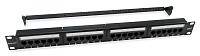 POWERTECH patch panel NETW-0046 για rack 19/1U, 24 θυρών, CAT 6 UTP, μαύρο NETW-0046