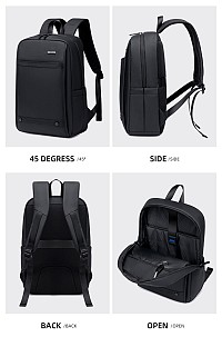 GOLDEN WOLF τσάντα πλάτης GB00705 με θήκη laptop 15.6, 17L, μαύρη GB00705-BK
