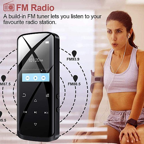 RUIZU MP3 player D50 με οθόνη 1.8, 16GB, Bluetooth, ελληνικό μενού, μαύρο D50-16GB