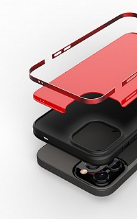 Bodycell Back Cover Glass + Aluminium Bumper For iPhone 12 Mini Red