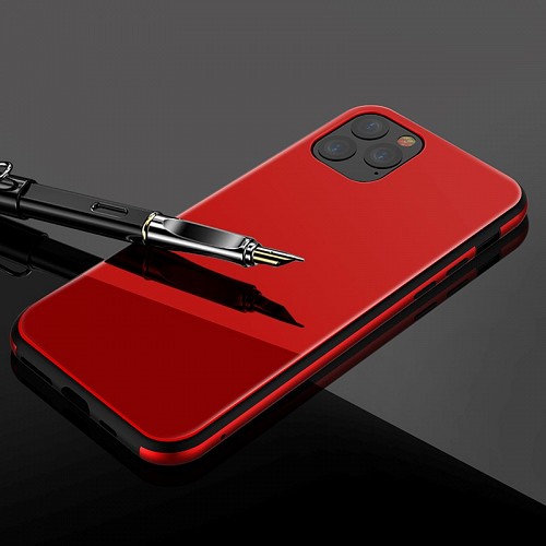 Bodycell Back Cover Glass + Aluminium Bumper For iPhone 12/12 Pro Red