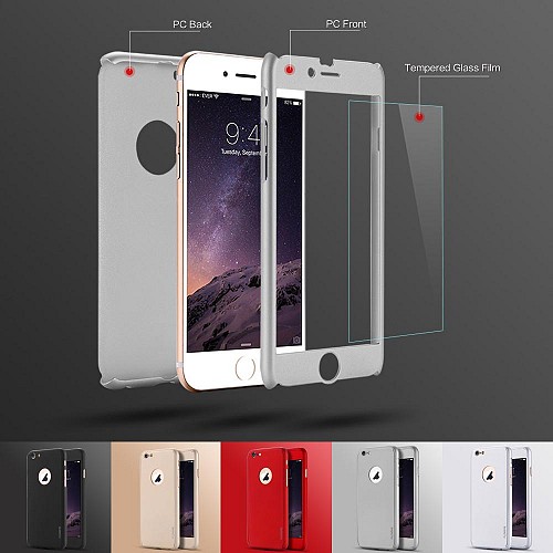 360 Full Cover & Temp.Glass iPhone 7/8 Plus Silver
