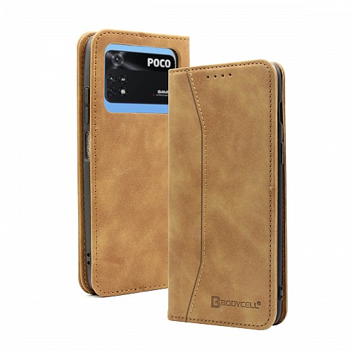 Bodycell Book Case Pu Leather Xiaomi Poco M4 Pro Brown