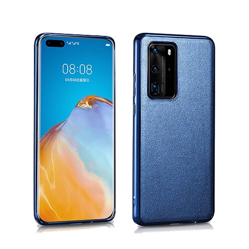 iCarer RHP 40002 Huawei P40 Pro Genuine Leather Back Cover Blue