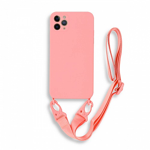 Bodycell Silicon Case με Λουρακι iPhone 11 Pro Max Pink