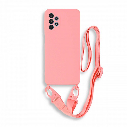Bodycell Silicon Case με Λουρακι Samsung A72 Pink