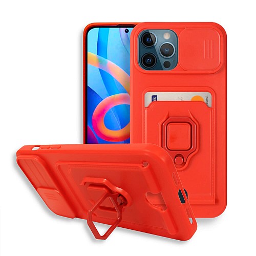 Bodycell Multifunction Case Με Κορδονι iPhone 13 Pro Max Red