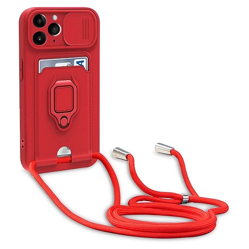Bodycell Multifunction Case Με Κορδονι iPhone 11 Pro  Red