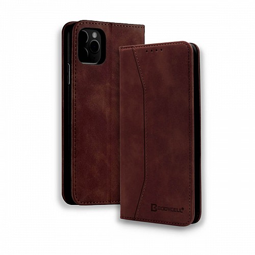 Bodycell Book Case Pu Leather iPhone 12 Mini Dark Brown