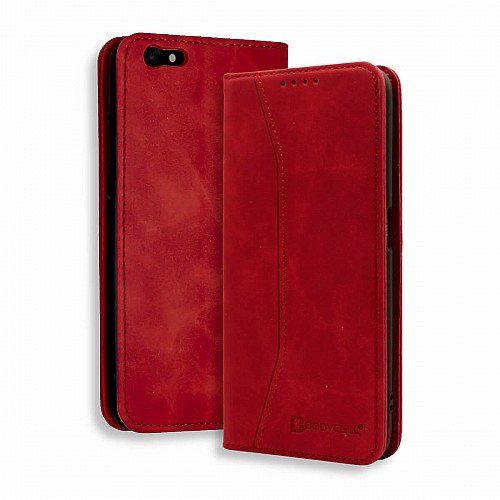 Bodycell Book Case Pu Leather iPhone 6/6s Plus Red