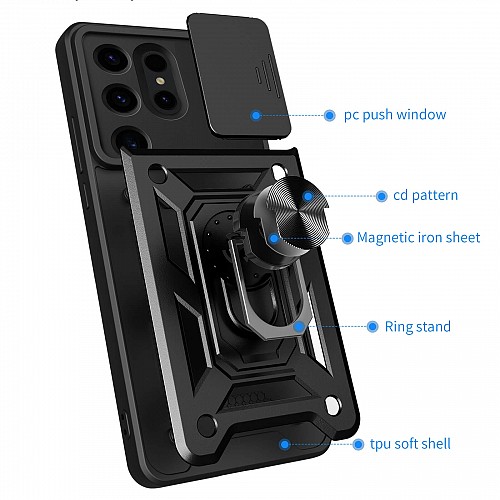 Bodycell Armor Slide Cover Case Samsung S24 Ultra Black
