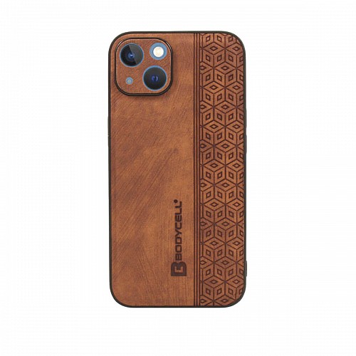Bodycell Pattern Leather Backcover iPhone 13  Brown