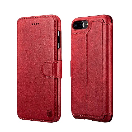 iCarer RIP 7015 iPhone 8 Plus 2 in 1 Wallet+Back Cover (Magnetic Snap) Red