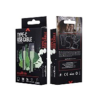 MAXLIFE USB TO TYPE C DATA CABLE 1m 3A green
