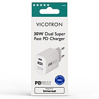 VIVANCO TRAVEL CHARGER PD 30W + 1 PORT USB white