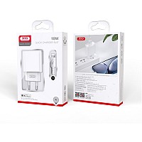 XO TRAVEL CHARGER CE02D QC3.0 18W + DATA CABLE TYPE C white