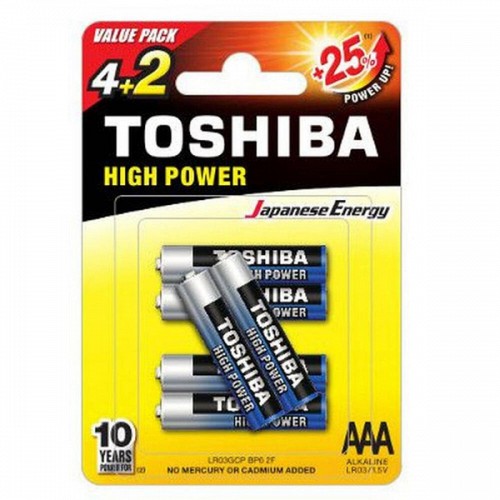 ΑΛΚΑΛΙΚΕΣ ΜΠΑΤΑΡΙΕΣ AAA TOSHIBA LR03GCP BP-6 2F 1.5V 6τεμ.