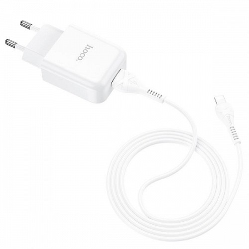 HOCO TRAVEL CHARGER N2 2A + DATA CABLE LIGHTNING white