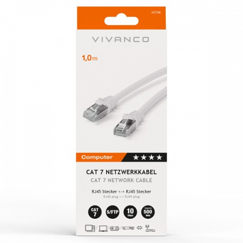VIVANCO CAT7 UTP NETWORK ETHERNET CABLE RJ45 1m white