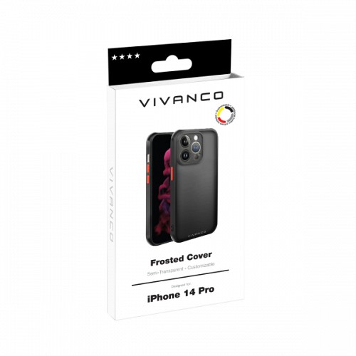 VIVANCO FROSTED COVER IPHONE 14 PRO semi transparent/black backcover