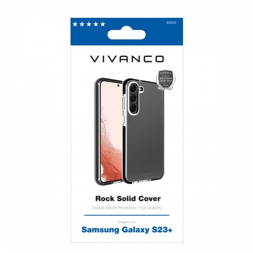 VIVANCO ROCK SOLID COVER CASE SAMSUNG S23 PLUS transparent black backcover