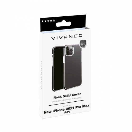 VIVANCO ROCK SOLID CASE IPHONE 13 PRO MAX black transparent backcover