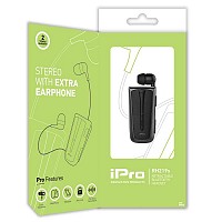 Στερεοφωνικό Ακουστικό Bluetooth iPro RH219s Retractable με Δόνηση Μαύρο-Γκρι