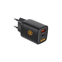 Φορτιστής Ταξιδίου Ταχείας Φόρτισης Hammer RapidCharge Duo με Διπλή Έξοδο USB A & USB C PD 20W Μαύρο