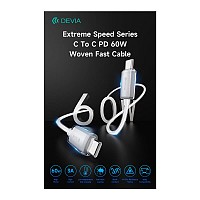 Καλώδιο Σύνδεσης USB 2.0 Devia EC688 Woven USB C σε USB C PD 60W 1.5m Extreme Λευκό