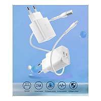 Φορτιστής Ταξιδίου Devia RLC-526 12W με Διπλή Έξοδο USB Α & Καλώδιο Micro USB EC205 1m Smart Λευκό