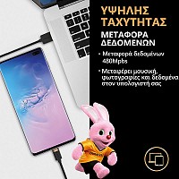 Καλώδιο Σύνδεσης USB 2.0 Duracell Braided Kevlar USB C σε MFI Lightning 1m Μαύρο