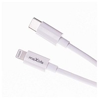 Φορτιστής Ταξιδίου Ταχείας Φόρτισης Maxlife MXTC-06-20AC με Διπλή Έξοδο USB A & USB C 20W & Καλώδιο USB C σε Lightning 1m Λευκό