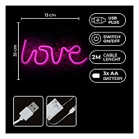 Neon LED Forever Light FLNEO5 LOVE (USB/Μπαταρίας & On/Off) Ροζ
