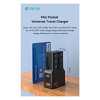 Διεθνής Φορτιστής Ταξιδίου - Αντάπτορας Multi Function Devia G520 Mini 3A 20W PD+QC με Διπλή Έξοδο USB A & USB C Μαύρο