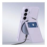 Θήκη Δερμάτινη Dux Ducis Rafi II Mag 3 σε 1 MagSafe RFID Blocker Samsung S921B Galaxy S24 5G με Stand Μωβ