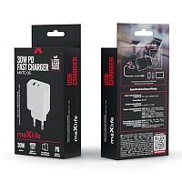 Φορτιστής Ταξιδίου Ταχείας Φόρτισης Maxlife MXTC-06 με Διπλή Έξοδο USB A & USB C PD + QC 30W Λευκό