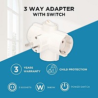 Πολύπριζο GSC 3 Θέσεων με Διακόπτη Σταυρός Λευκό