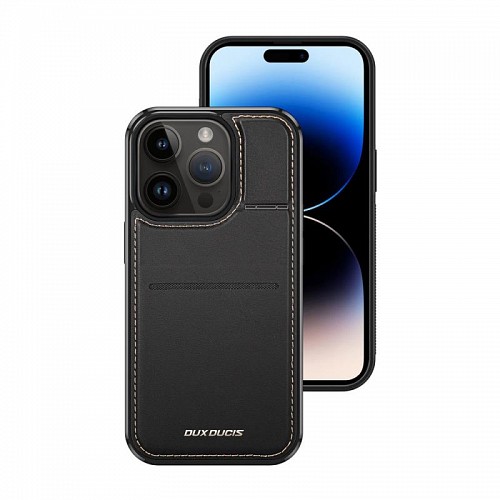 Θήκη Δερμάτινη Dux Ducis Rafi Mag 3 σε 1 MagSafe RFID Blocker Apple iPhone 15 Pro με Stand Μαύρο